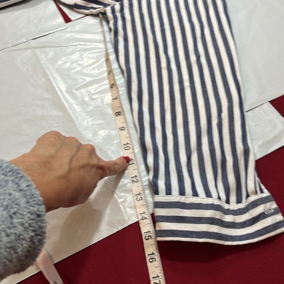 2XL Alexander Jordan blue white stripe blouse rayon button collar office career - Picture 9 of 11